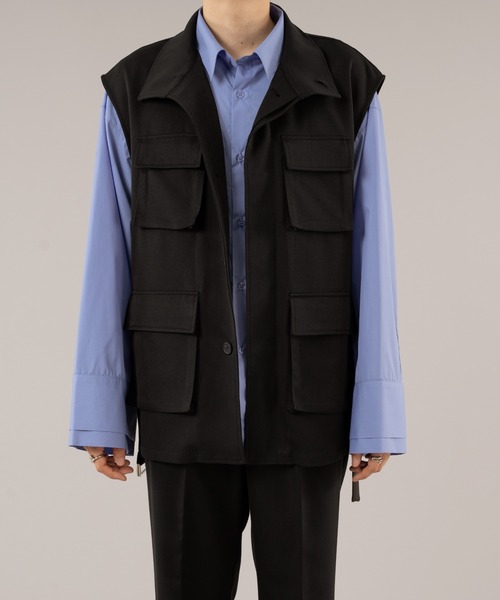 selle glant(セレグランテ)の「STAND NECK MILLITARY GILET/スタンドネックミリタリージレ(ベスト・メンズ・ダークグリーン/ブラック・SMALL/MEDIUM/LARGE)」の16枚目の写真