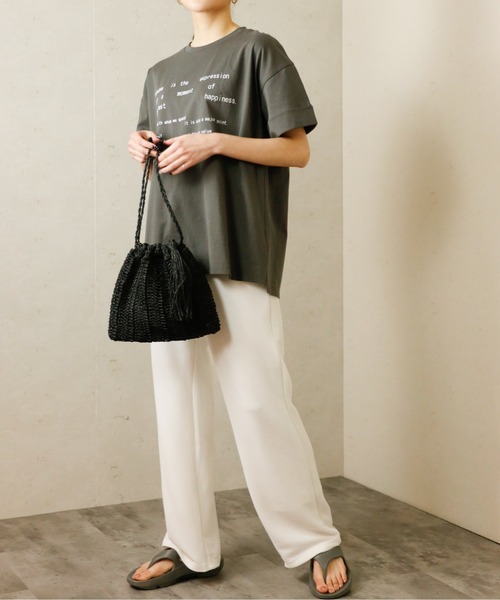 Per sist ence(パーシエンス)の「Per sist ence/パーシエンス ロールアップロゴTシャツ(Tシャツ/カットソー・レディース・ホワイト/ダークグレー・FREE)」の5枚目の写真