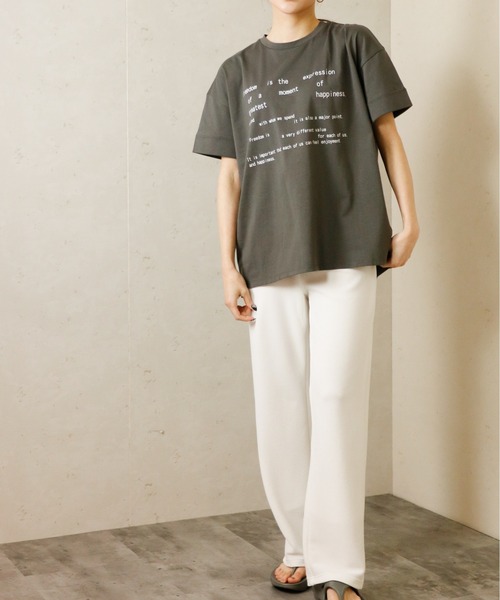 Per sist ence(パーシエンス)の「Per sist ence/パーシエンス ロールアップロゴTシャツ(Tシャツ/カットソー・レディース・ホワイト/ダークグレー・FREE)」の9枚目の写真