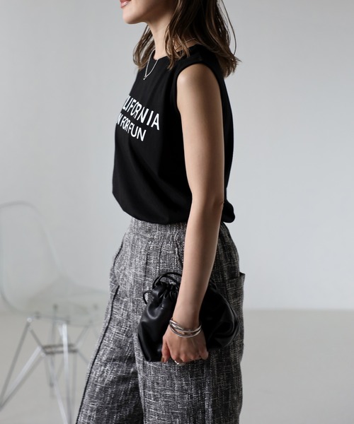 Bonjour Sagan(ボンジュールサガン)の「CALIFORNIAロゴノースリーブT(Tシャツ/カットソー・レディース・ブラック/ホワイト/ダークブラウン・FREE)」の2枚目の写真