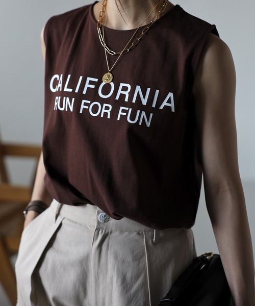 Bonjour Sagan(ボンジュールサガン)の「CALIFORNIAロゴノースリーブT(Tシャツ/カットソー・レディース・ブラック/ホワイト/ダークブラウン・FREE)」の12枚目の写真