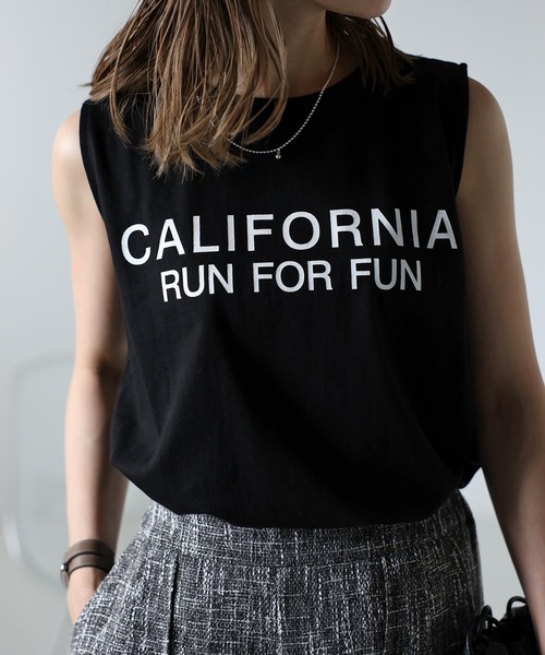 Bonjour Sagan(ボンジュールサガン)の「CALIFORNIAロゴノースリーブT(Tシャツ/カットソー・レディース・ブラック/ホワイト/ダークブラウン・FREE)」の6枚目の写真