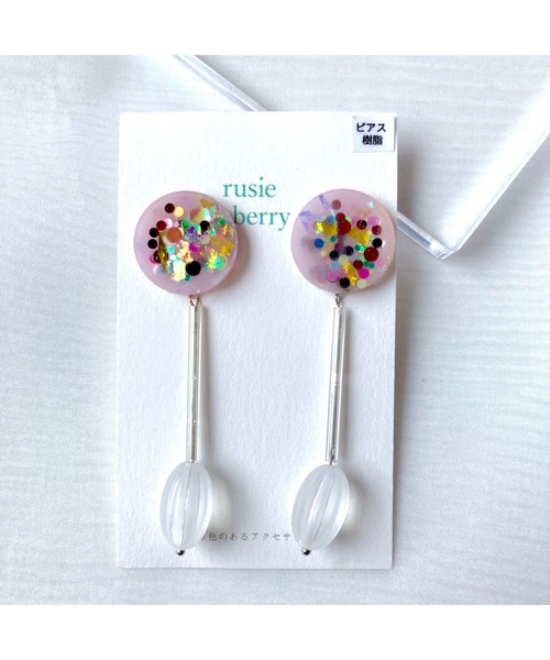 tone(トーン)の「【rusieberry】space vintage ピアス(MA)(ピアス(両耳用)・レディース・ピンク・FREE)」の2枚目の写真