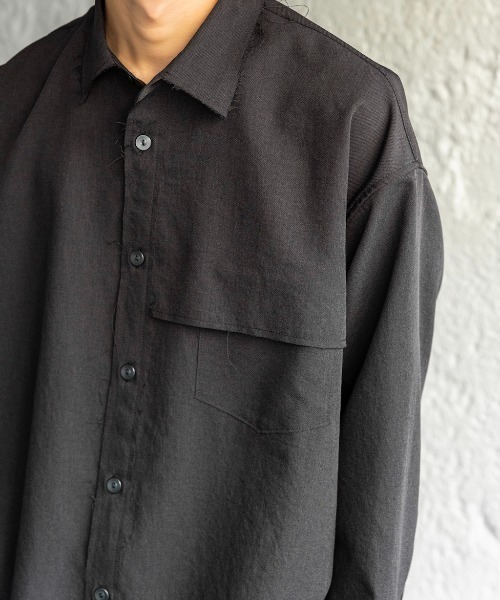 Enharmonic TAVERN（エンハーモニックタヴァーン）の「Cut off shirt（シャツ/ブラウス・メンズ・オフホワイト/サックスブルー/ブラック・44/46/48）」の4枚目の写真