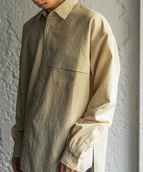 Enharmonic TAVERN（エンハーモニックタヴァーン）の「Cut off shirt（シャツ/ブラウス・メンズ・オフホワイト/サックスブルー/ブラック・44/46/48）」の8枚目の写真