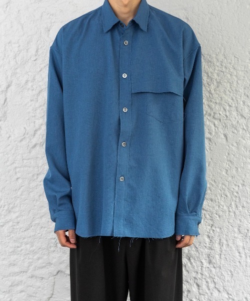 Enharmonic TAVERN（エンハーモニックタヴァーン）の「Cut off shirt（シャツ/ブラウス・メンズ・オフホワイト/サックスブルー/ブラック・44/46/48）」の6枚目の写真