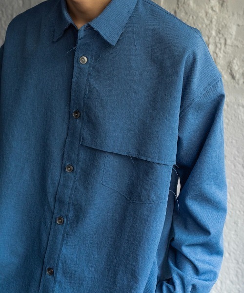 Enharmonic TAVERN（エンハーモニックタヴァーン）の「Cut off shirt（シャツ/ブラウス・メンズ・オフホワイト/サックスブルー/ブラック・44/46/48）」の9枚目の写真