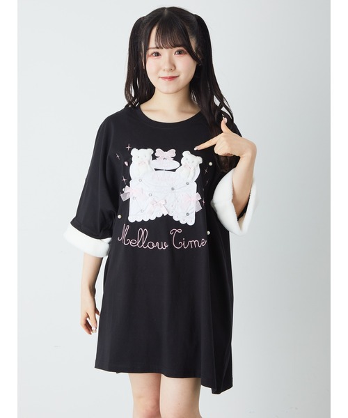 Ank Rouge アンクルージュ ティーパーティー くまちゃん ワンピース M ティーパーティーくまちゃんワンピース - Ank Rouge(アン