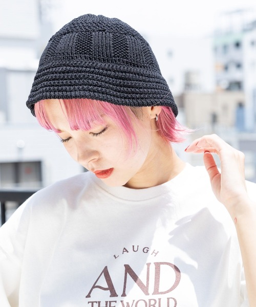 PAGEBOY（ページボーイ）の「PBLIM/サマーニットバケハ（ハット・レディース・オフホワイト/ブラック・FREE）」の5枚目の写真