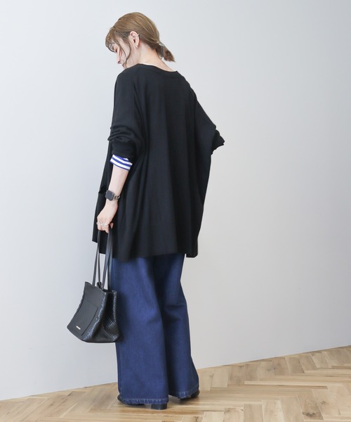 AMERICAN HOLIC（アメリカンホリック）の「バイパチニットカーディガン（カーディガン/ボレロ・レディース・マスタード/ベージュ系その他/ブルー/杢グレー/ブラック・M/L）」の14枚目の写真