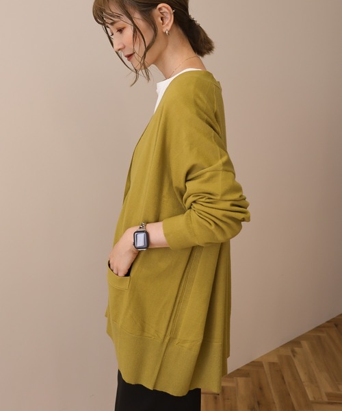 AMERICAN HOLIC（アメリカンホリック）の「バイパチニットカーディガン（カーディガン/ボレロ・レディース・マスタード/ベージュ系その他/ブルー/杢グレー/ブラック・M/L）」の16枚目の写真