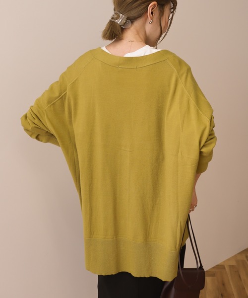 AMERICAN HOLIC（アメリカンホリック）の「バイパチニットカーディガン（カーディガン/ボレロ・レディース・マスタード/ベージュ系その他/ブルー/杢グレー/ブラック・M/L）」の10枚目の写真