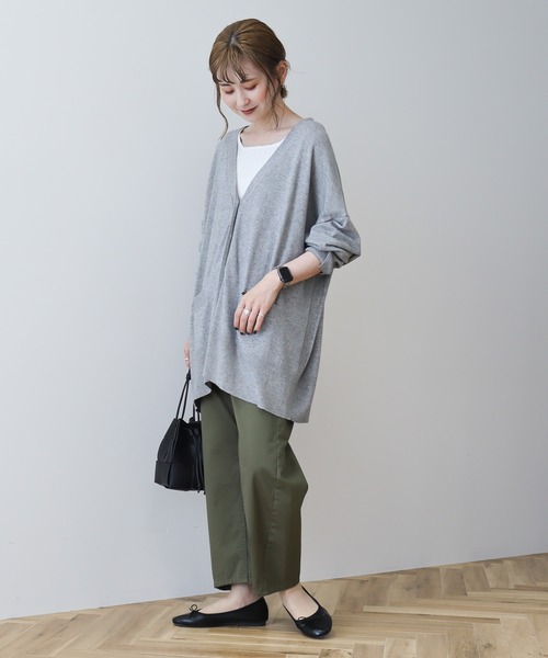 AMERICAN HOLIC（アメリカンホリック）の「バイパチニットカーディガン（カーディガン/ボレロ・レディース・マスタード/ベージュ系その他/ブルー/杢グレー/ブラック・M/L）」の18枚目の写真