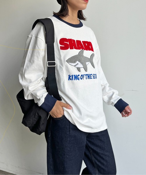 CPCM（シーピーシーエム）の「サメサガラ刺繍ロンT（Tシャツ/カットソー・メンズ・ブラック/ホワイト系その他/ホワイト・MEDIUM/LARGE）」の9枚目の写真