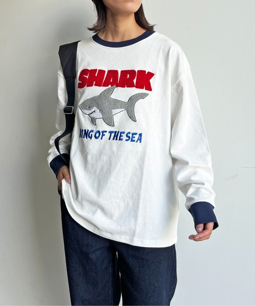 CPCM（シーピーシーエム）の「サメサガラ刺繍ロンT（Tシャツ/カットソー・メンズ・ブラック/ホワイト系その他/ホワイト・MEDIUM/LARGE）」の10枚目の写真