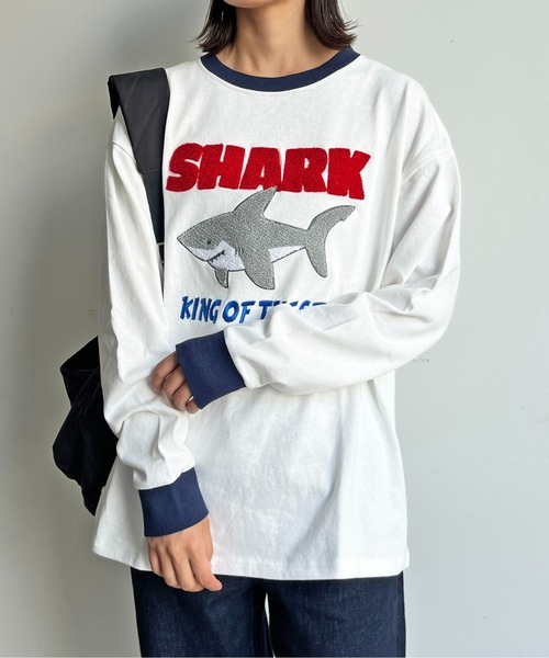 CPCM（シーピーシーエム）の「サメサガラ刺繍ロンT（Tシャツ/カットソー・メンズ・ブラック/ホワイト系その他/ホワイト・MEDIUM/LARGE）」の8枚目の写真