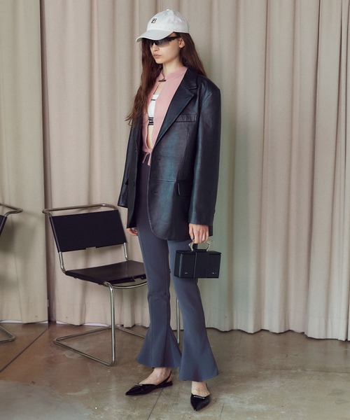 PRANK PROJECT(プランクプロジェクト)の「SHEEPレザーテーラードジャケット / SHEEP Leather Tailored Jacket(ライダースジャケット・レディース・ブラック・FREE)」の4枚目の写真