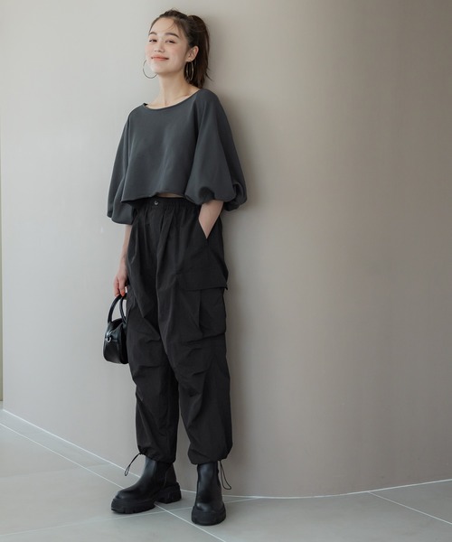 coca（coca）（コカ）の「＼新色追加／ナイロンパラシュートパンツ（カーゴパンツ・レディース・ブラック/カーキ/アイボリー・L/M）」の5枚目の写真