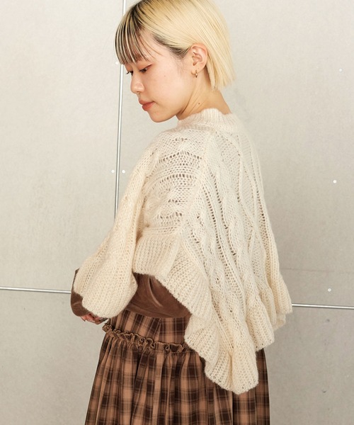 w closet（ダブルクローゼット）の「ケーブル柄付け衿（付け襟・レディース・ラベンダー/アイボリー・FREE）」の5枚目の写真