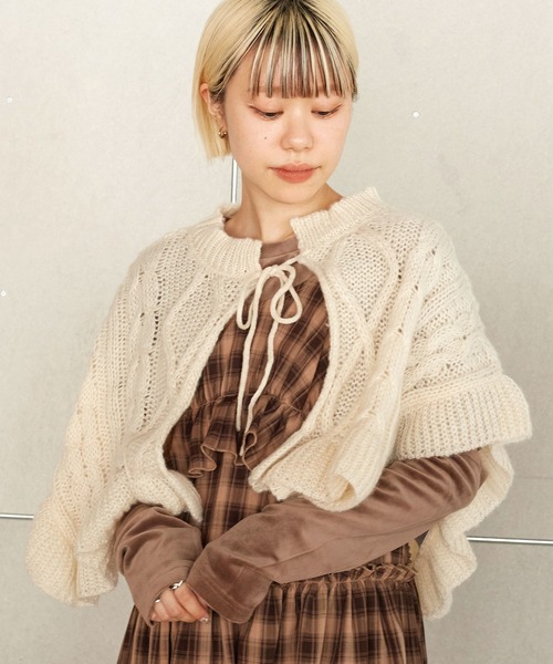 w closet（ダブルクローゼット）の「ケーブル柄付け衿（付け襟・レディース・ラベンダー/アイボリー・FREE）」の8枚目の写真