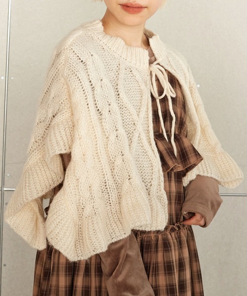 w closet（ダブルクローゼット）の「ケーブル柄付け衿（付け襟・レディース・ラベンダー/アイボリー・FREE）」の9枚目の写真