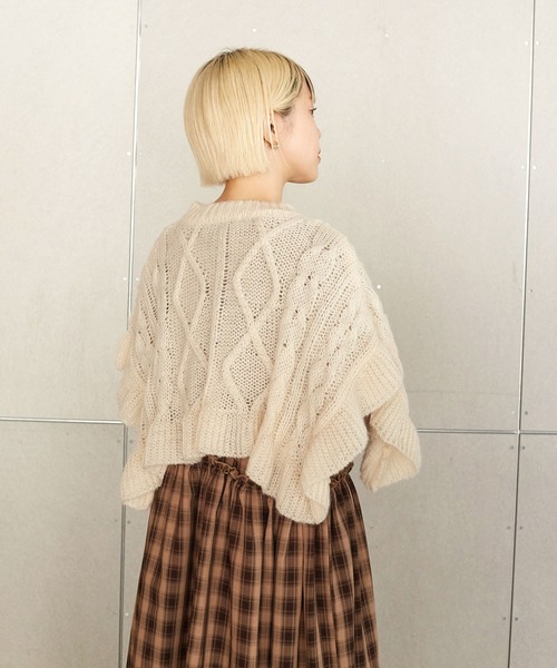 w closet（ダブルクローゼット）の「ケーブル柄付け衿（付け襟・レディース・ラベンダー/アイボリー・FREE）」の12枚目の写真