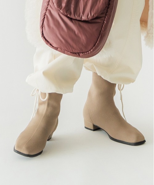 CONTROL FREAK / CTFK（コントロールフリーク）の「CONTROL FREAK(コントロールフリーク)ニットショートブーツ（ブーツ・レディース・ブラック/ベージュ・LARGE/MEDIUM）」の5枚目の写真