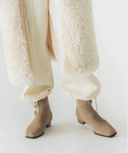 CONTROL FREAK / CTFK（コントロールフリーク）の「CONTROL FREAK(コントロールフリーク)ニットショートブーツ（ブーツ・レディース・ブラック/ベージュ・LARGE/MEDIUM）」の6枚目の写真