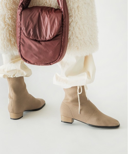 CONTROL FREAK / CTFK（コントロールフリーク）の「CONTROL FREAK(コントロールフリーク)ニットショートブーツ（ブーツ・レディース・ブラック/ベージュ・LARGE/MEDIUM）」の8枚目の写真