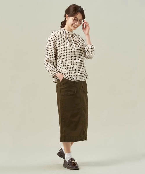TOKYO SHIRTS(トウキョウシャツ)の「プリントハイネック 長袖ブラウス(シャツ/ブラウス・レディース・ホワイト/ブラック・L/M)」の10枚目の写真