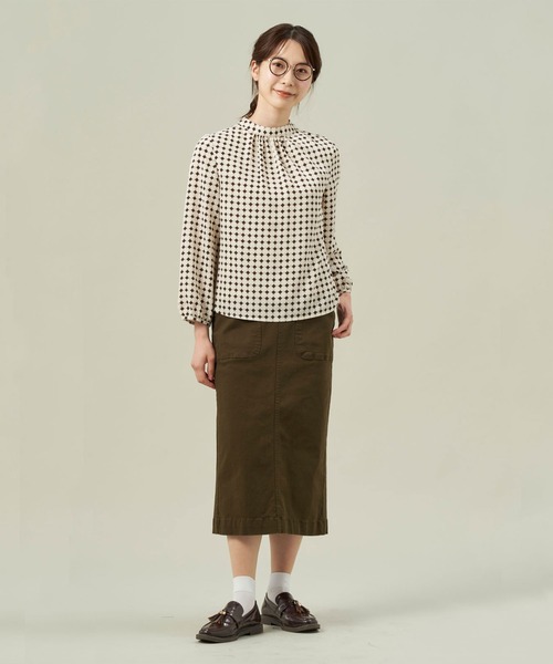 TOKYO SHIRTS(トウキョウシャツ)の「プリントハイネック 長袖ブラウス(シャツ/ブラウス・レディース・ホワイト/ブラック・L/M)」の9枚目の写真