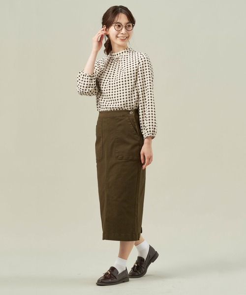 TOKYO SHIRTS(トウキョウシャツ)の「プリントハイネック 長袖ブラウス(シャツ/ブラウス・レディース・ホワイト/ブラック・L/M)」の8枚目の写真