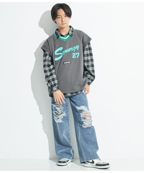 ANAP GｉRL（アナップガール）の「R+SスウェットBIGベスト（ベスト・キッズ・スミクロ/ライトグレー・S/M/XS）」の14枚目の写真