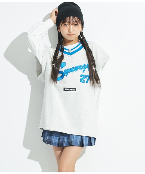 ANAP GｉRL（アナップガール）の「R+SスウェットBIGベスト（ベスト・キッズ・スミクロ/ライトグレー・S/M/XS）」の15枚目の写真