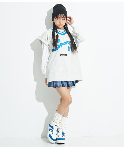 ANAP GｉRL（アナップガール）の「R+SスウェットBIGベスト（ベスト・キッズ・スミクロ/ライトグレー・S/M/XS）」の20枚目の写真