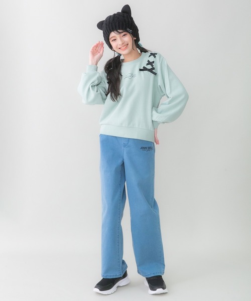 JENNI belle（ジェニィベル）の「【WEB限定】【コットン100％】レースアップショート丈トレーナー（スウェット・キッズ・ミント/サックスブルー/ピンク・130cm/140cm/150cm/160cm）」の18枚目の写真