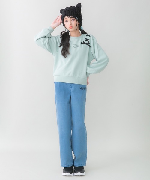 JENNI belle（ジェニィベル）の「【WEB限定】【コットン100％】レースアップショート丈トレーナー（スウェット・キッズ・ミント/サックスブルー/ピンク・130cm/140cm/150cm/160cm）」の19枚目の写真