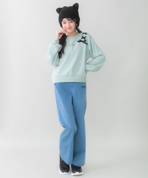 JENNI belle（ジェニィベル）の「【WEB限定】【コットン100％】レースアップショート丈トレーナー（スウェット・キッズ・ミント/サックスブルー/ピンク・130cm/140cm/150cm/160cm）」の20枚目の写真