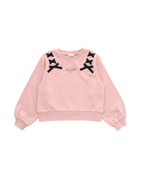 JENNI belle（ジェニィベル）の「【WEB限定】【コットン100％】レースアップショート丈トレーナー（スウェット・キッズ・ミント/サックスブルー/ピンク・130cm/140cm/150cm/160cm）」の13枚目の写真