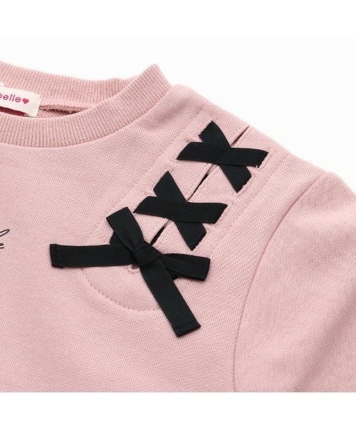 JENNI belle（ジェニィベル）の「【WEB限定】【コットン100％】レースアップショート丈トレーナー（スウェット・キッズ・ミント/サックスブルー/ピンク・130cm/140cm/150cm/160cm）」の9枚目の写真