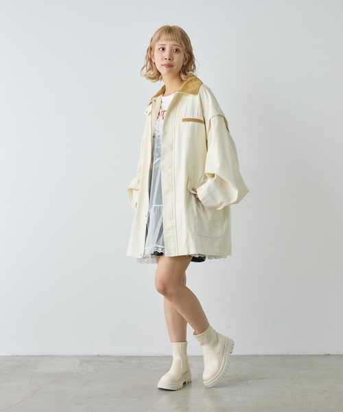 CIAOPANIC（チャオパニック）の「厚底ショート丈ソックスブーツ（ブーツ・レディース・ホワイト/ブラック・36/39/35/37/38/40）」の3枚目の写真