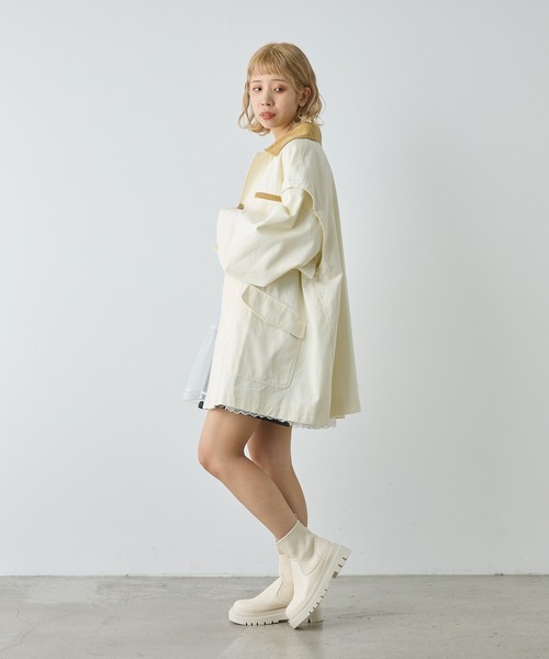 CIAOPANIC（チャオパニック）の「厚底ショート丈ソックスブーツ（ブーツ・レディース・ホワイト/ブラック・36/39/35/37/38/40）」の4枚目の写真