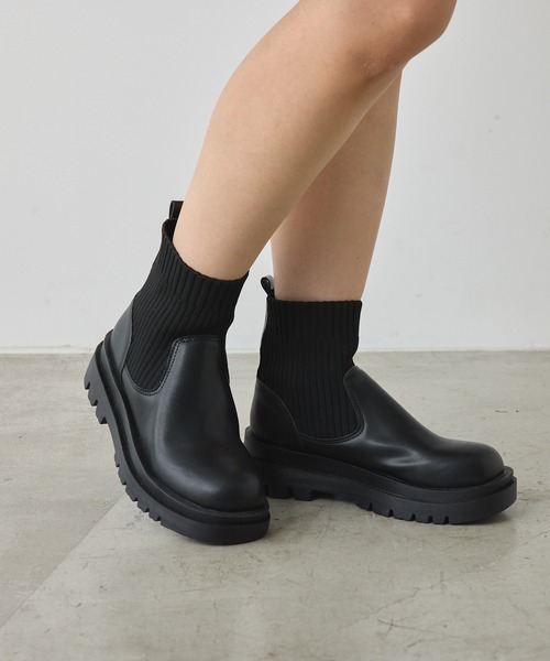 CIAOPANIC（チャオパニック）の「厚底ショート丈ソックスブーツ（ブーツ・レディース・ホワイト/ブラック・36/39/35/37/38/40）」の18枚目の写真