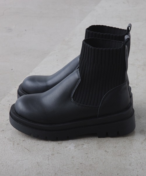 CIAOPANIC（チャオパニック）の「厚底ショート丈ソックスブーツ（ブーツ・レディース・ホワイト/ブラック・36/39/35/37/38/40）」の21枚目の写真