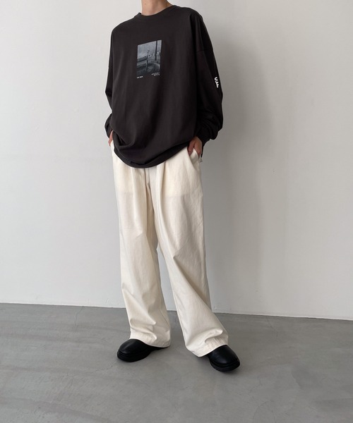 CANAL JEAN（キャナルジーン）の「1975 TOKYO　Foot転写ロングTシャツ（Tシャツ/カットソー・レディース・グレー/スミクロ・MEDIUM/LARGE）」の7枚目の写真