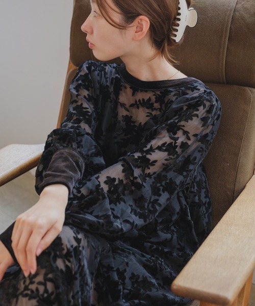 Kastane（カスタネ）の「【オケージョンドレス/結婚式】ベロアオパールワンピース（ワンピース・レディース・ブラック/カーキ/ブラウン・FREE）」の4枚目の写真