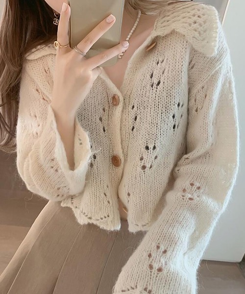 Ulysses（ユリシス）の「襟付きニットカーディガン（カーディガン/ボレロ・レディース・オフホワイト・F）」の2枚目の写真