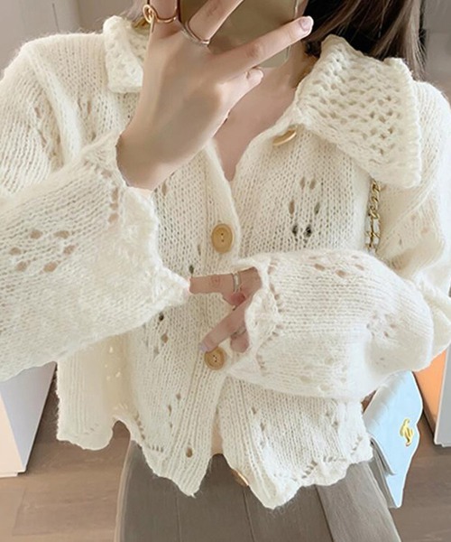 Ulysses（ユリシス）の「襟付きニットカーディガン（カーディガン/ボレロ・レディース・オフホワイト・F）」の3枚目の写真