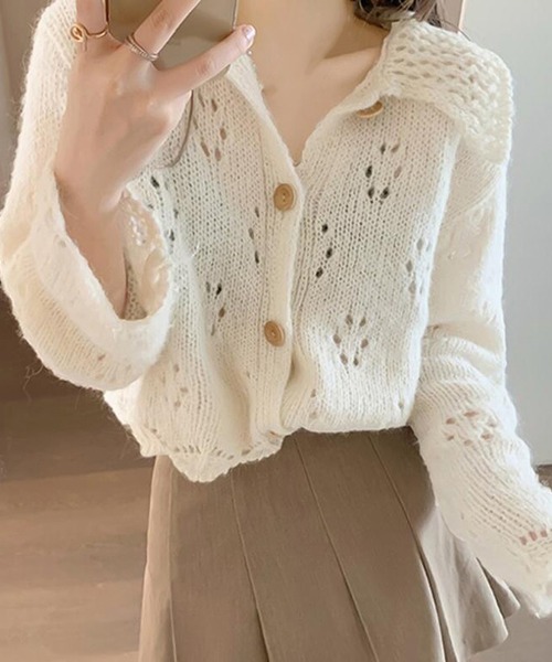 Ulysses（ユリシス）の「襟付きニットカーディガン（カーディガン/ボレロ・レディース・オフホワイト・F）」の4枚目の写真