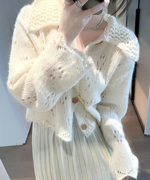 Ulysses（ユリシス）の「襟付きニットカーディガン（カーディガン/ボレロ・レディース・オフホワイト・F）」の6枚目の写真